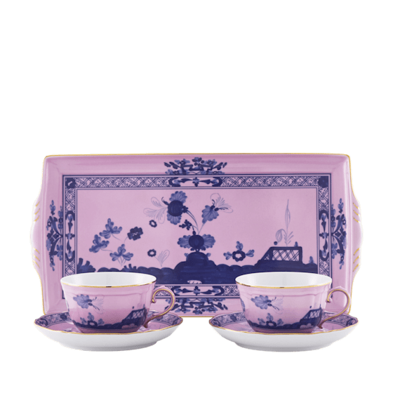 Набор из 2 чайных пар с подносом, 5 предметов., ORIENTE ITALIANO AZALEA от Ginori 1735, 003RG00 FX2401LXGENG00124500