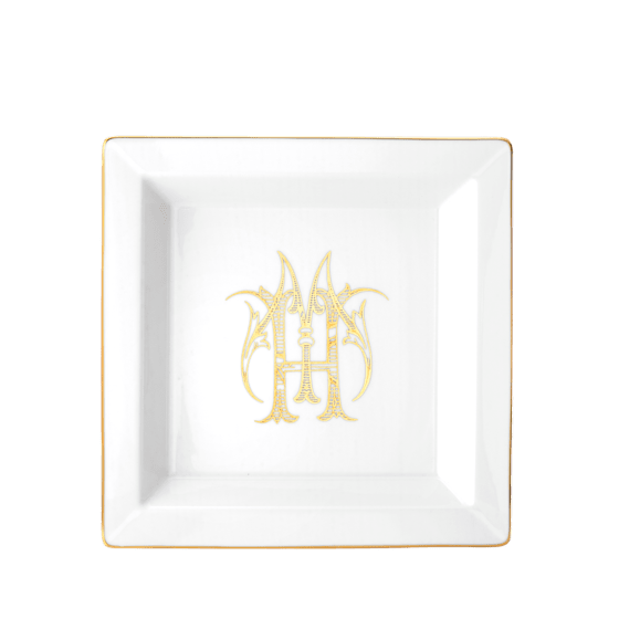 Квадратное блюдо 24.5 см., CORONA MONOGRAM ORO от Ginori 1735, 017RG02 FG6836LX0245M01720100
