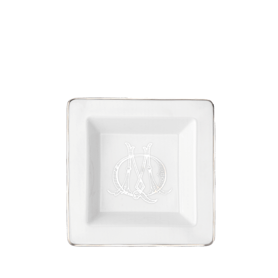 Квадратное блюдо 18 см.,
 CORONA MONOGRAM PLATINO от Ginori 1735, 017RG02 FG6837LX0180M01720200