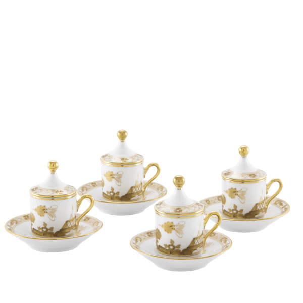 Набор из 4 - х кофейных пар с крышками 80 мл.,  ORIENTE ITALIANO AURUM, Ginori, 004RG00 FX4301LXGENG00133000